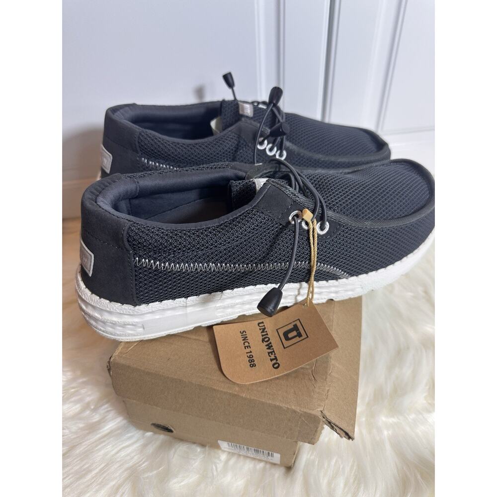 New: Uniqweto Mens Dark Gray Fabric Loafers W/ Arch‎ Support & Foam Cushion